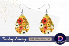 Bright floral pattern with colorful Teardrop Earring PNG Product Image 1