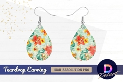 Tropical floral pattern Teardrop Earring PNG Product Image 1