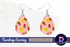 Strawberry lemonade refreshing drink Teardrop Earring PNG Product Image 1
