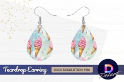 Watercolor ice cream cones Teardrop Earring PNG Product Image 1