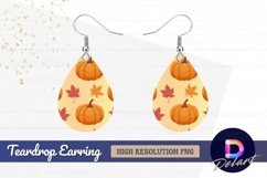 Pumpkins and autumn leaves pattern fall Teardrop Earring PNG Product Image 1