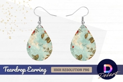 Vintage apple branch pattern on Teardrop Earring PNG Product Image 1