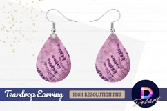Lavender flowers on purple textured Teardrop Earring PNG Product Image 1
