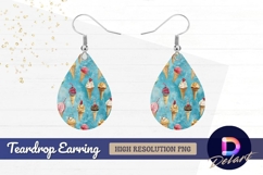 Whimsical watercolor ice cream cones Teardrop Earring PNG Product Image 1
