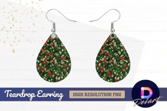Watercolor holly berry christmas Teardrop Earring PNG Product Image 1