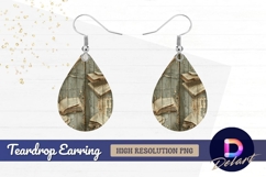 Old books on distressed wood background teardrop earring png Product Image 1