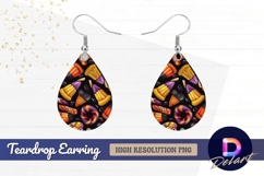 Halloween candy seamless pattern dark Teardrop Earring PNG Product Image 1