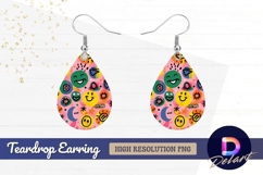 Colorful smiley faces and shapes Teardrop Earring PNG Product Image 1