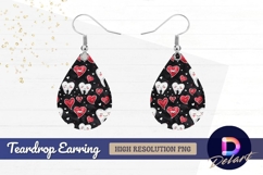 Valentine cute teeth and hearts Teardrop Earring PNG Product Image 1