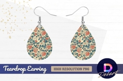 Floral watercolor painting style Teardrop Earring PNG Product Image 1