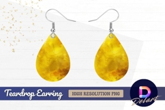 Golden watercolor texture with white Teardrop Earring PNG Product Image 1