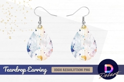 Watercolor splatters on white wood Teardrop Earring PNG Product Image 1