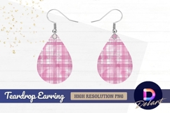 Pink plaid watercolor grunge texture Teardrop Earring PNG Product Image 1