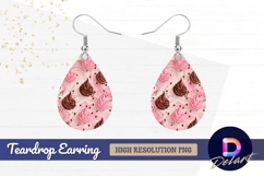 Chocolate and strawberry swirl ice Teardrop Earring PNG Product Image 1