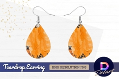 Orange textured background with floral Teardrop Earring PNG Product Image 1