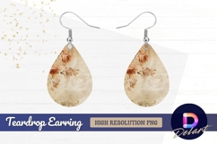Vintage roses floral beige background teardrop earring png Product Image 1