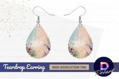 Floral watercolor background with Teardrop Earring PNG Product Image 1