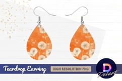 Dandelion seed heads orange background Teardrop Earring PNG Product Image 1