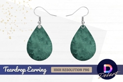 Green christmas background with snow Teardrop Earring PNG Product Image 1