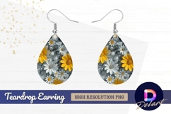 Yellow and white daisy flower Teardrop Earring PNG Product Image 1