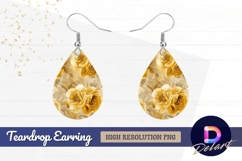 Elegant gold roses and leaves Teardrop Earring PNG Product Image 1