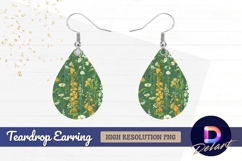 Vintage floral pattern with yellow and Teardrop Earring PNG Product Image 1
