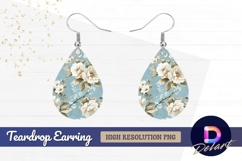 Elegant floral pattern blue background Teardrop Earring PNG Product Image 1