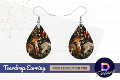 Whimsical mushroom forest pattern with Teardrop Earring PNG Product Image 1