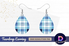 Blue and white plaid fabric texture Teardrop Earring PNG Product Image 1