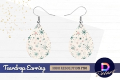 Watercolor snowflake pattern festive Teardrop Earring PNG Product Image 1