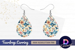 Whimsical fish and floral repeating Teardrop Earring PNG Product Image 1