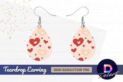 Romantic red and beige hearts Teardrop Earring PNG Product Image 1