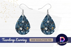 Floral pattern with white and yellow Teardrop Earring PNG Product Image 1