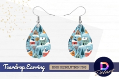 Whimsical winter village Teardrop Earring PNG Product Image 1