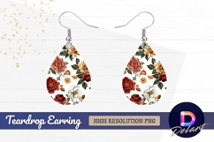 Vintage floral pattern with Teardrop Earring PNG Product Image 1