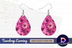 Pink floral background Teardrop Earring PNG Product Image 1