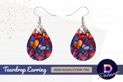 Colorful stained glass hearts with Teardrop Earring PNG Product Image 1