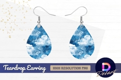 Watercolor cloud and snowfall Teardrop Earring PNG Product Image 1