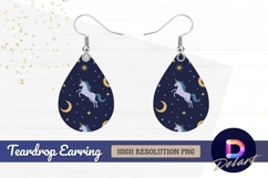 Unicorns in midnight sky Teardrop Earring PNG Product Image 1