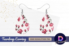 Watercolor cherry blossom spring floral Teardrop Earring PNG Product Image 1