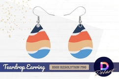 Abstract minimalist waves separation Teardrop Earring PNG Product Image 1