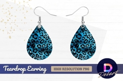 Blue leopard print pattern Teardrop Earring PNG Product Image 1