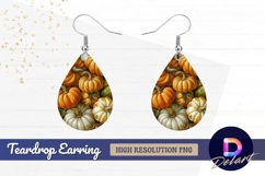 Decorative fall pumpkins harvest Teardrop Earring PNG Product Image 1