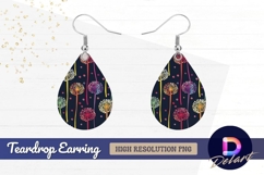 Colorful dandelion seedheads with Teardrop Earring PNG Product Image 1