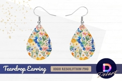 Watercolor wildflower pattern Teardrop Earring PNG Product Image 1