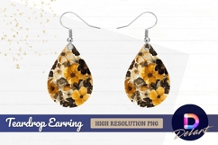Floral pattern in gold and black Teardrop Earring PNG Product Image 1