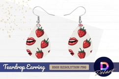 Strawberry lips fashion pattern sweet Teardrop Earring PNG Product Image 1