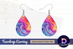 Vibrant acrylic pour painting abstract Teardrop Earring PNG Product Image 1