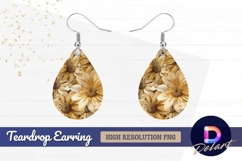 Elegant floral background with golden Teardrop Earring PNG Product Image 1
