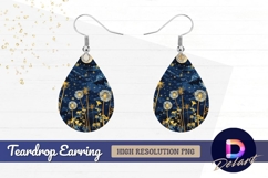 Dandelions night sky full moon Teardrop Earring PNG Product Image 1